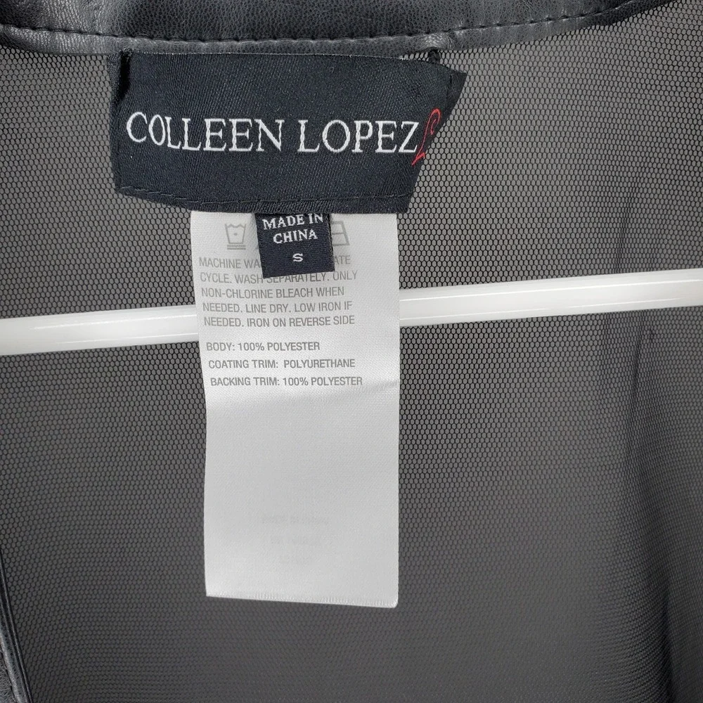 Colleen Lopez Sheer Mesh Faux‎ Leather Cardigan Small Black Edgy Artsy Witchy